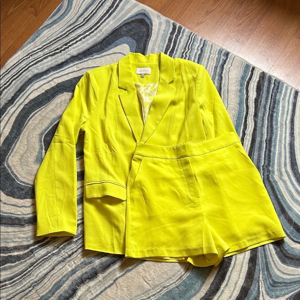 Skies Are Blue Vibrant Yellow Blazer and Shorts Set